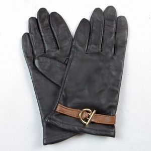 Preston & York Black and Tan Leather Driving Gloves, Equestrian, Sz L Large